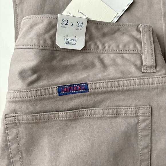 UNTUCKit Men’s Relaxed Fit 5-Pocket Pima Cotton Chino Pant 32x34 Taupe New - Picture 7 of 7
